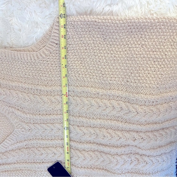 Vintage V-Neck Cable Loose Knit Beige Cream Off White Pullover Sweater Vest - Picture 4 of 8